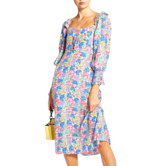 Faithfull the Brand Dresses & Skirts - Faithfull Mathilde Womens Peasant Floral Midi Dress Size XS